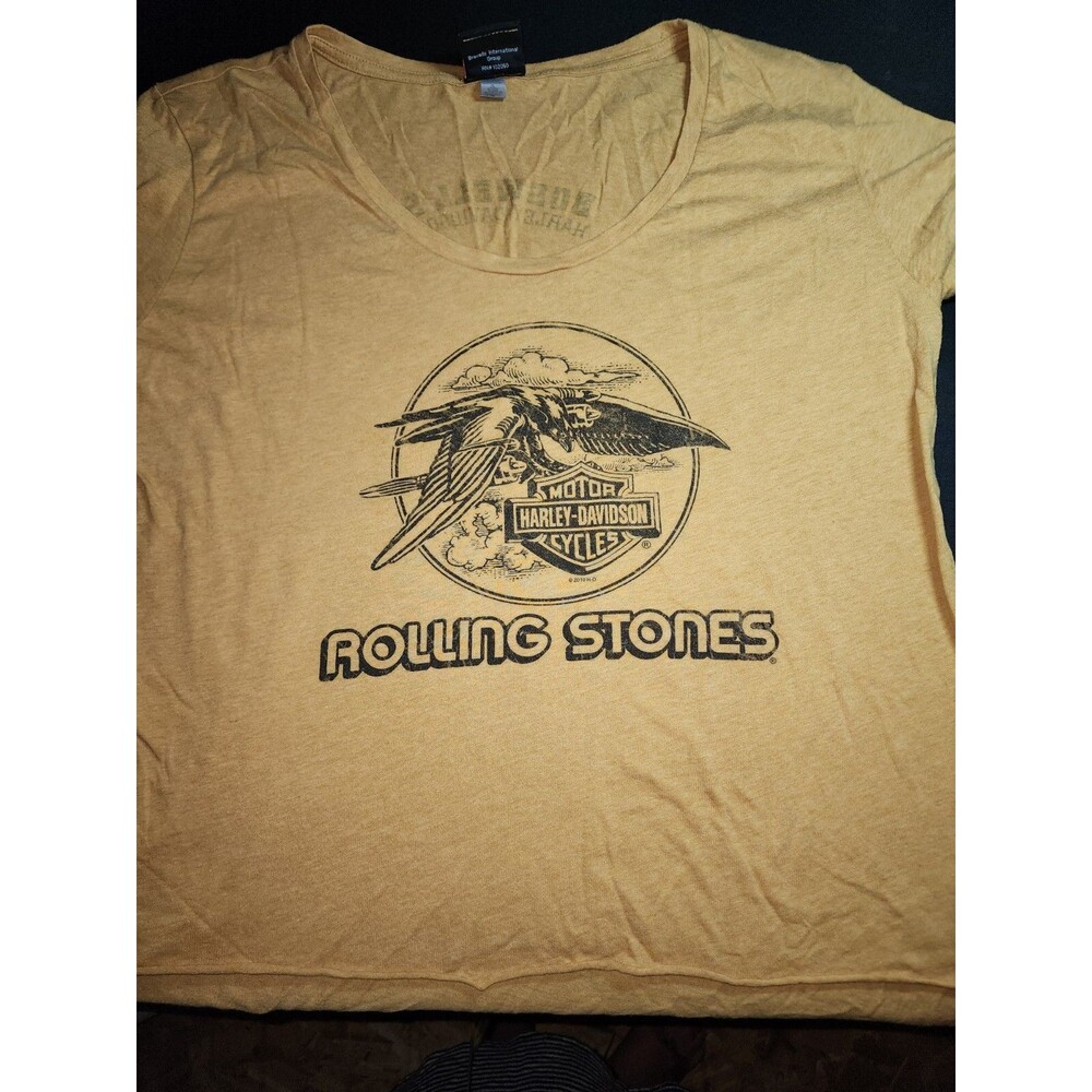 Harley Davidson Rolling Stones Jet Eagle shirt XL 2019 Mustard Black Nashville